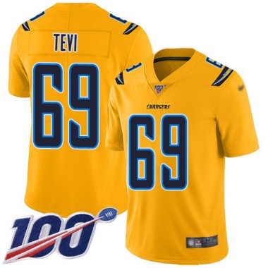 Los Angeles Chargers NFL Football Sam Tevi Gold Jersey Men Limited #69 100th Season Inverted Legend->los angeles chargers->NFL Jersey